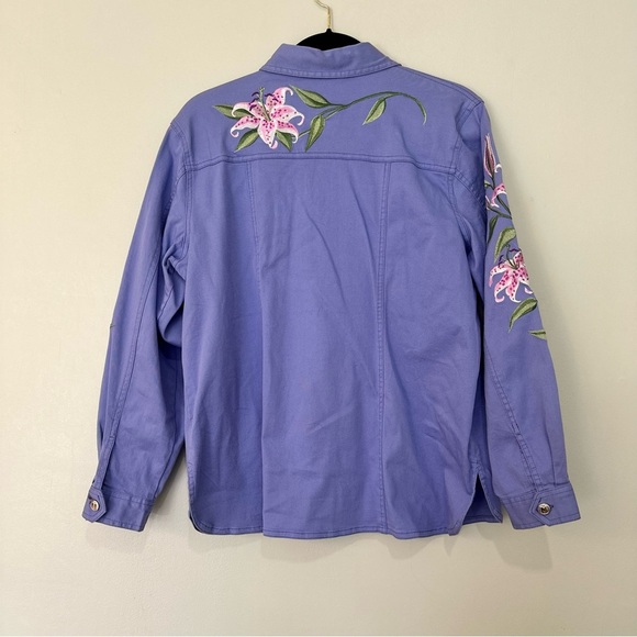 Bob Mackie Wearable Art Outfit Jacket Pants Embroidered Floral Purple Small - Picture 7 of 14
